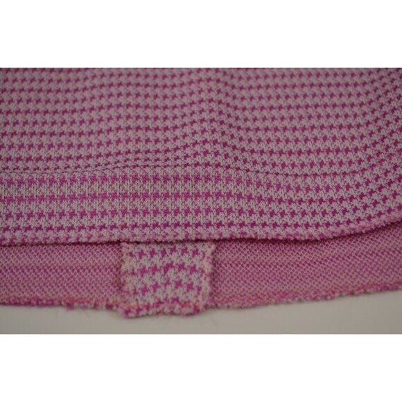 Handmade Houndstooth Pink Shift Dress with Collar Short Sleeves Knit Fabric - Picture 3 of 9